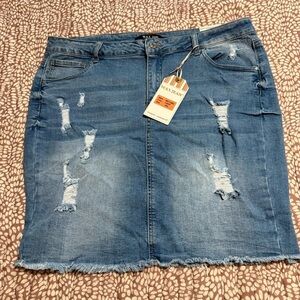 Wax Jean Distressed Denim Mini Skirt